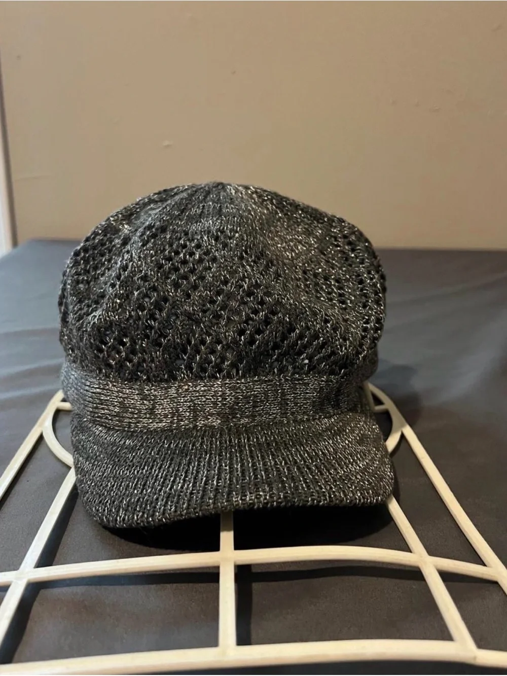 Men's Knit Cap with Visor - Charcoal Gray